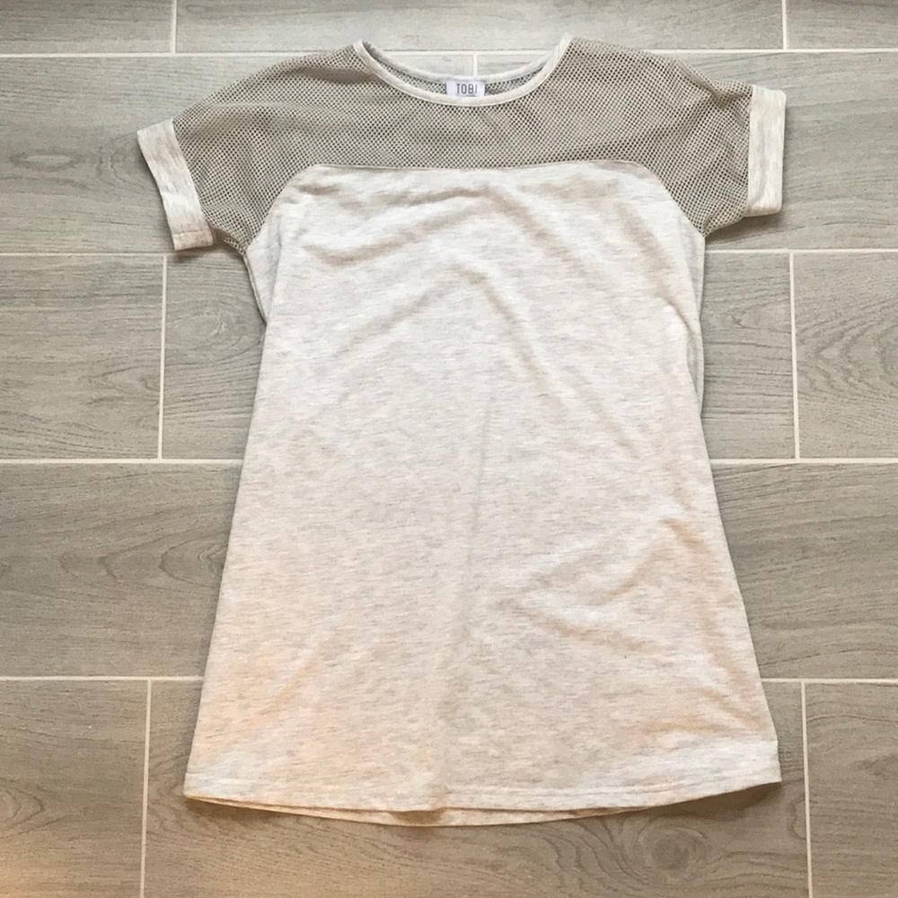 Tobi Gray & Mesh T-shirt Dress, Size Small